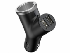 Baseus CCALL-YX01 Nabíjačka do Autá Y Type 2xUSB + Extender Black