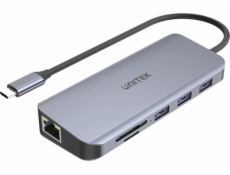 UNITEK D1026B dokovacia stanica/replikátor portov USB 3.2 Gen 1 (3.1 Gen 1) Type-C Sivá