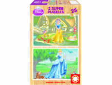 Puzzle drevené Disney Snehulienka a Popoluška 2v1 25 hovorí