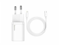 Baseus Super SI set adaptéru USB-C 20W a kabelu USB-C do Lightning 1m, bílá