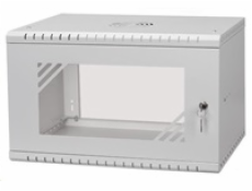 LEXI 19  nástěnný rozvaděč Basic 6U, šířka 520mm, hloubka 350mm, skleněné dveře, bez zad, šedý
