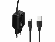 MAIN CHARGER 3A + CABLE TYPE-C 18W BLACK USB-C SOMOSTEL 3000mAh USB SMS-Q02 FAST CHARGING