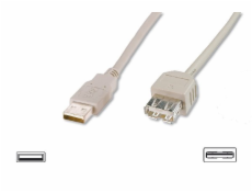 Digitus USB kabel prodlužovací A-A, 2xstíněný, měď, 1,8m, šedý