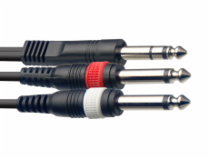 Stagg SYC3/PS2P E, kabel stereo JACK/2x JACK, 3m