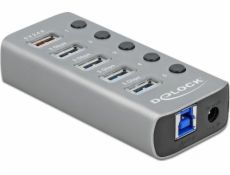 Delock USB 3.2 Gen 1 Hub mit 4 Ports + 1 Schnellladeport, USB-Hub 63262