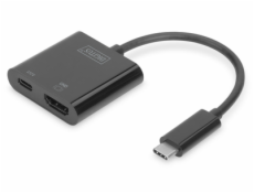 DIGITUS DA-70856 Graphic Adapter HDMI 4K 60Hz UHD to USB 3.1 Type C, PD with audio, black, alu