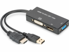 ASM AK-330403-002-S ASSMANN Adapter DisplayPort 1 na 3 HDMI+DVI+VGA kabel multimedialny 0,2m