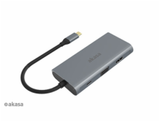 AKASA adaptér USB Type-C 9-in-1 Dock (PD Type-C, HDMI, VGA, 3 x USB 3.0 Type-A, RJ45, SD and Micro SD Card Reader)
