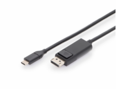 DIGITUS kabelový převodník USB C na DP 2,0m, 4K/60Hz, 32,4 GB zlacené konektory