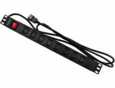 Qoltec 53998 Power strip for RACK 19  | 1U | 10A | PDU | 8xIEC C13 | 2m
