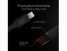 USB zelená bunka GcMatte Lightning Plochý kábel 25 cm s rýchlym nabíjaním kábla Apple 2.4A