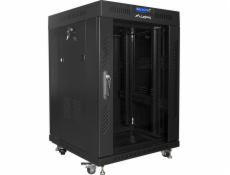 Skriňa Lanberg RACK STOJIACA SKRIŇA 19 15U 600X600 ČIERNY LCD PRESLENENÉ DVERE LANBERG (PLOCHÉ BALENIE)
