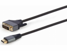 Kábel HDMI na DVI, opletený 1,8m, pozlátené konce