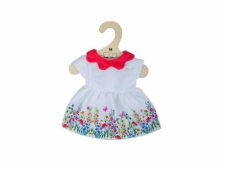 Hračka Bigjigs Toys Bílé květinové šaty s červeným límečkem pro panenku 34 cm