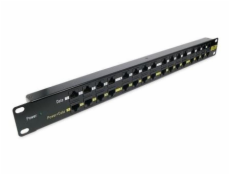 POE Patch panel 19 "UTP cat.5e 16p 1U Black