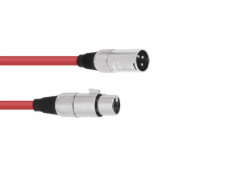 Kabel mikrofonní XLR-XLR 3pin, délka 1,5m, červený
