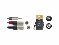 Stagg NYC1/MPS2XMR, audio kabel Jack 3,5 mm stereo samec – 2x XLR samec, 1m