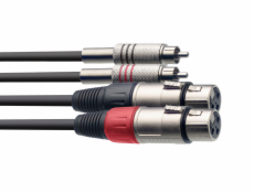 Stagg STC3CMXF, propojovací kabel 2x XLR zásuvka- 2x RCA zástrčka, 3m