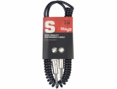 Stagg SGCC3 DL, spirálový nástrojový kabel jack/jack, 3 m