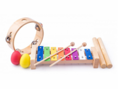 Hračka Woody Muzikální set (xylofon, tamburína, dřívka, 2 maracas vajíčka) 