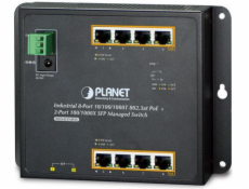 Planét WGS-5225-8P2S plochý L3 switch, 8x1Gb, 2x2.5Gb SFP, 8x PoE 802.3at 240W, 48-56VDC, -40~75°C, IP30, fanless