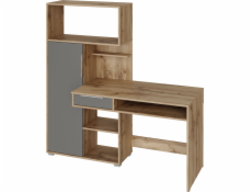 Tuckano Desk with bookcase 150x149x58 DUET wotan oak/graphite