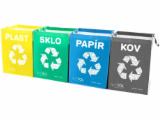 Tašky na tříděný odpad SORT EASY 4 METAL, 30x30x40cm, 4x36l, 4ks SIXTOL
