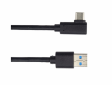 Kabel USB typ C/M - USB 3.0 A/M zahnutý konektor 90°, 2 m