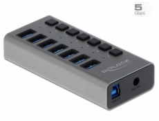 Delock Externer SuperSpeed USB Hub mit 7 Ports + Schalter, USB-Hub 63669