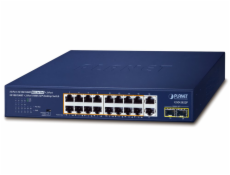 PLANET 16-Port 10/100/1000T 802.3at Unmanaged Gigabit Ethernet (10/100/1000) Power over Ethernet (PoE) Blue