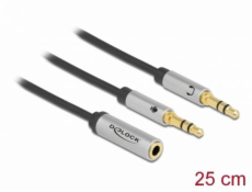 Delock Náhlavný adaptér 1 x 3,5 mm 4 pin Stereo jack samica na 2 x 3,5 mm 3 pin Stereo jack samec (CTIA)