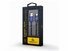 GEMBIRD Kabel CABLEXPERT USB 2.0 AM na Type-C kabel (AM/CM), 1m, opletený, jeans, blister, PREMIUM QUALITY