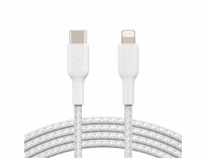 Pletený USB-C Lightning kábel 1m biely