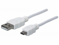 MANHATTAN Kabel propojovací USB 2.0  A Male / Micro-B Male, 1m, bílý