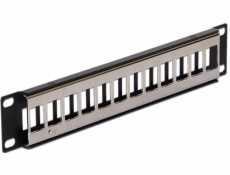 Delock 10” Keystone Patch Panel 12 Port metal black