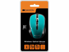 CANYON myš optická bezdrátová CMSW1, nastavitelné rozlišení 800/1000/1200 dpi, 4 tl, USB nano reciever, zelená