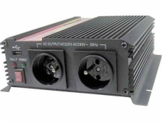 Napěťový měnič Carspa CAR1KU-24 24V/230V+USB 1000W, modifikovaná sinus 