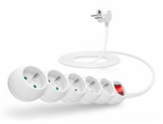 CONNECT IT prodlužovací kabel 230 V, 5 zásuvek, 3 m, s vypínačem (bílý)