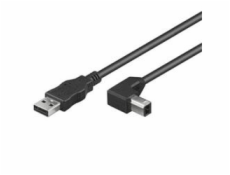 PremiumCord Kabel USB 2.0, A-B, 3m se zahnutým USB-B konektorem 90°