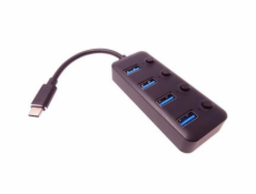 PremiumCord 5G SuperSpeed USB Hub Type C na 4x USB 3.1 A Gen1, vypínače portů