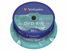 1x25 Verbatim DVD-RW 4,7GB 4x Speed, matt silver