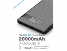 VIKING POWER BANK PN-962 QC3.0 20000mah, QUICK CHARGE 3.0, Černá