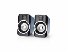 NEDIS herní reproduktory/ 2.0/ výkon 30 W/ 3,5 mm jack/ USB/ ABS/ černo-stříbrné