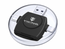 Viking OTG čtečka paměťových karet SD a Micro SD 4v1 s koncovkou APPLE Lightning / Micro USB / USB 3.0 / USB-C, černá