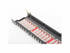 Digitus CAT 6 Patch Panel, stíněný, 24 portů RJ45 s uzávěrem, 8P8C, LSA, 0,5U, 19  montáž do stojanu, bl