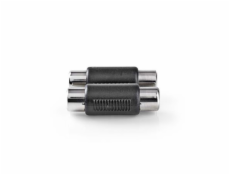 Nedis CAGB24952BK - Stereofonní audioadaptér | 2x RCA Zásuvka - 2x RCA Zásuvka | Černá barva