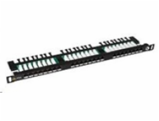 Solarix Patch panel 24xRJ45 CAT5E UTP s vyvazovací lištou černý 0,5U SX24HD-5E-UTP-BK