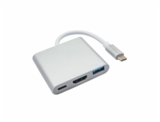 Akyga hub USB type C/USB 3.0/USB type C/HDMI/ABS/20cm