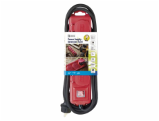 Predlžovací kábel 3m / 4 zásuvky / s vypínačom / čierno-červený / guma-neoprén / 1,5mm2