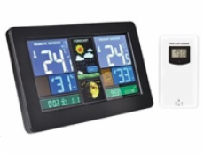 Solight TE81 meteostanice, extra velký barevný LCD, teplota, vlhkost, tlak, RCC, USB nabíjení, černá